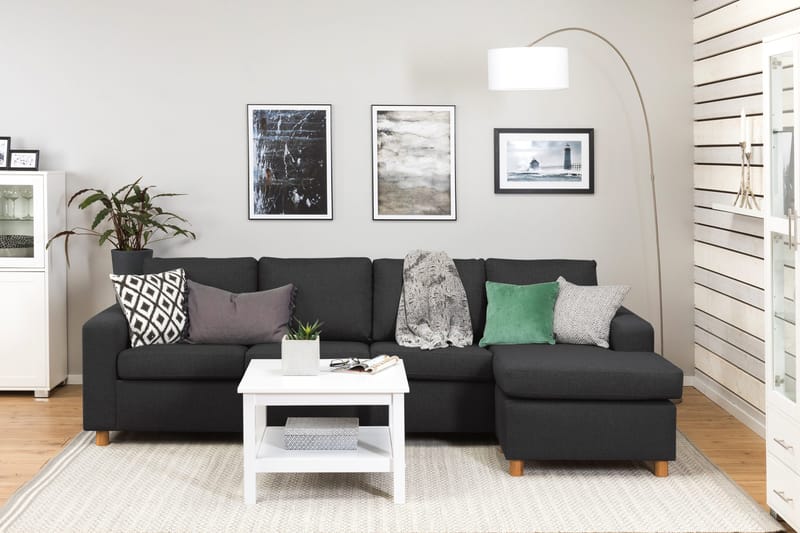 Crazy 4-sits Vändbar L-formad Divansoffa i Tyg - Antracit - Möbler - Soffa - Divansoffa & schäslongsoffa - 4 sits soffa med divan