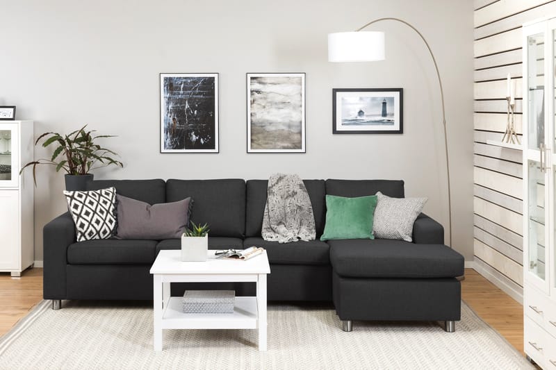 Crazy 4-sits Vändbar L-formad Divansoffa i Tyg - Antracit - Möbler - Soffa - Divansoffa & schäslongsoffa - 4 sits soffa med divan