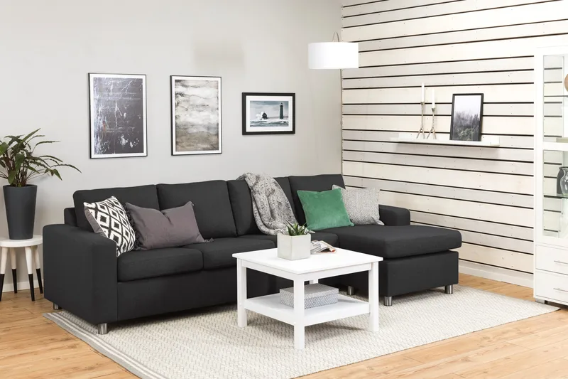 Crazy 4-sits Vändbar L-formad Divansoffa i Tyg - Antracit - Möbler - Soffa - Divansoffa & schäslongsoffa - 4 sits soffa med divan