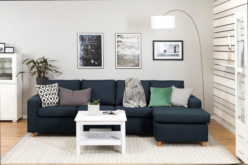 Crazy 4-sits Vändbar L-formad Divansoffa i Tyg - Blå - Möbler - Soffa - Divansoffa & schäslongsoffa - 4 sits soffa med divan