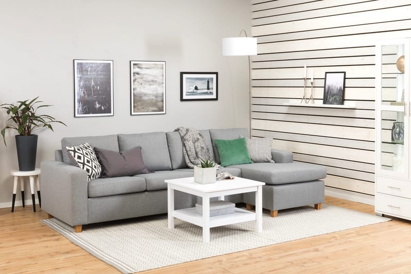 Crazy 4-sits Vändbar L-formad Divansoffa i Tyg - Grå - Möbler - Soffa - Divansoffa & schäslongsoffa - 4 sits soffa med divan