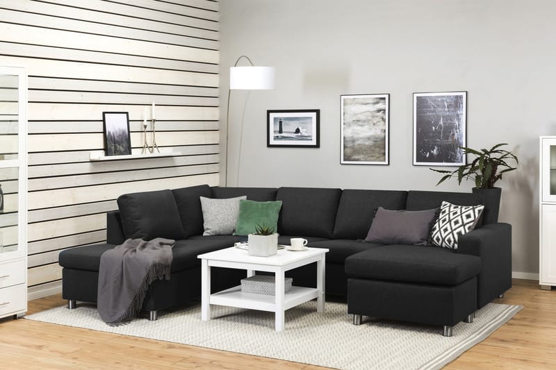 Crazy 4-sits Vänstervänd U-formad Large Soffa med Divan och Schäslong i Tyg - Antracit - Möbler - Soffa - Divansoffa & schäslongsoffa - 4 sits soffa med divan