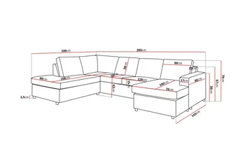 Crazy 4-sits Vänstervänd U-formad Large Soffa med Divan och Schäslong i Tyg - Antracit - Möbler - Soffa - Divansoffa & schäslongsoffa - 4 sits soffa med divan