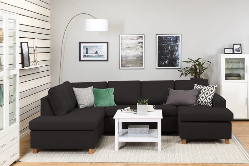 Crazy 4-sits Vänstervänd U-formad Large Soffa med Divan och Schäslong i Tyg - Antracit - Möbler - Soffa - Divansoffa & schäslongsoffa - 4 sits soffa med divan