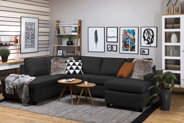 Crazy 4-sits Vänstervänd U-formad Large Soffa med Divan och Schäslong i Tyg - Antracit - Möbler - Soffa - Divansoffa & schäslongsoffa - 4 sits soffa med divan