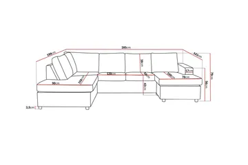Crazy 4-sits Vänstervänd U-formad Large Soffa med Divan och Schäslong i Tyg - Antracit - Möbler - Soffa - Divansoffa & schäslongsoffa - 4 sits soffa med divan