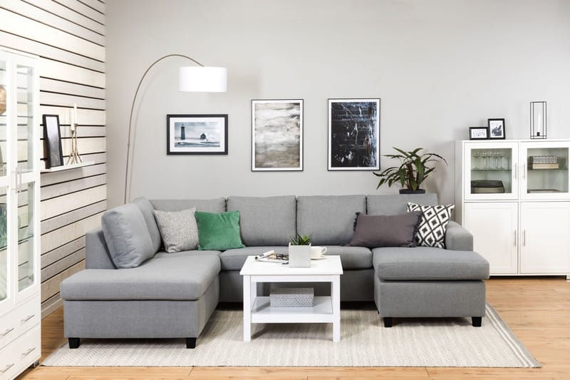 Crazy 4-sits Vänstervänd U-formad Large Soffa med Divan och Schäslong i Tyg - Grå - Möbler - Soffa - Divansoffa & schäslongsoffa - 4 sits soffa med divan