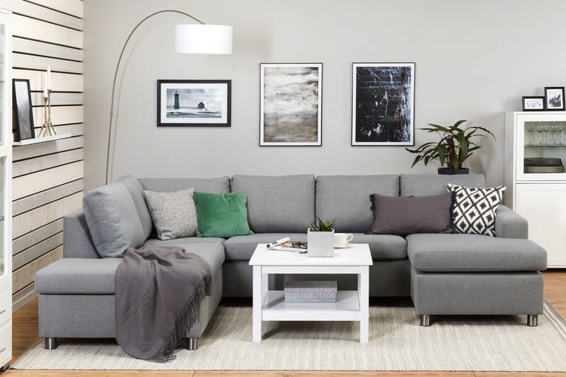 Crazy 4-sits Vänstervänd U-formad Large Soffa med Divan och Schäslong i Tyg - Grå - Möbler - Soffa - Divansoffa & schäslongsoffa - 4 sits soffa med divan
