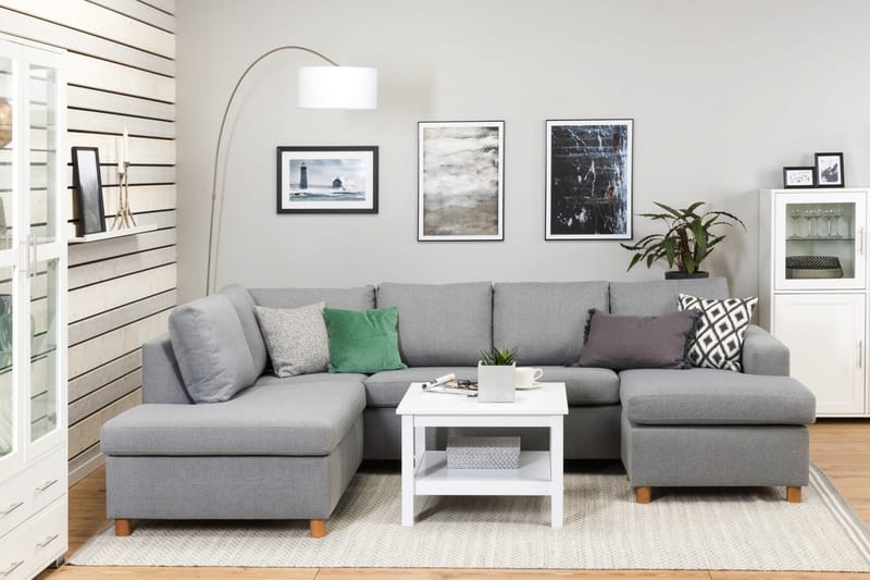 Crazy 4-sits Vänstervänd U-formad Large Soffa med Divan och Schäslong i Tyg - Grå - Möbler - Soffa - Divansoffa & schäslongsoffa - 4 sits soffa med divan