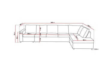 Crazy 5-sits Högervänd L-formad Schäslongsoffa i Tyg - Antracit - Möbler - Soffa - Divansoffa & schäslongsoffa - 4 sits soffa med divan