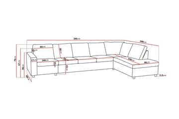 Crazy 5-sits Högervänd L-formad Schäslongsoffa i Tyg - Antracit - Möbler - Soffa - Divansoffa & schäslongsoffa - 4 sits soffa med divan