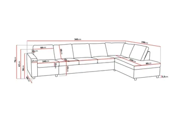 Crazy 5-sits Högervänd L-formad Schäslongsoffa i Tyg - Antracit - Möbler - Soffa - Divansoffa & schäslongsoffa - 4 sits soffa med divan