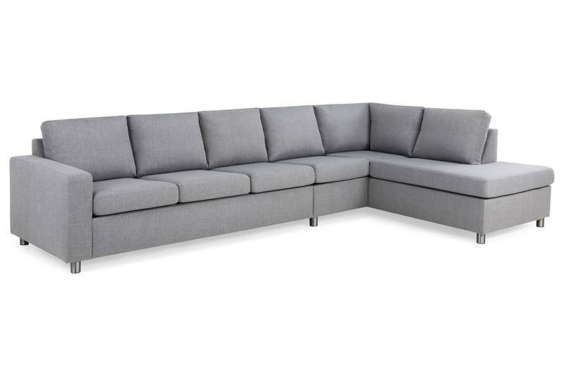 Crazy 5-sits Högervänd L-formad Schäslongsoffa i Tyg - Grå - Möbler - Soffa - Divansoffa & schäslongsoffa - 4 sits soffa med divan