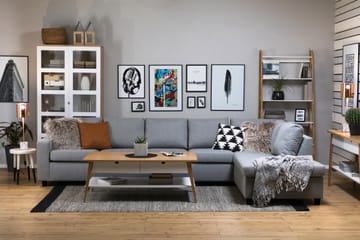 Crazy 5-sits Högervänd L-formad Schäslongsoffa i Tyg - Grå - Möbler - Soffa - Divansoffa & schäslongsoffa - 4 sits soffa med divan