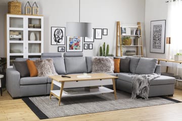 Crazy 5-sits Högervänd L-formad Schäslongsoffa i Tyg - Grå - Möbler - Soffa - Divansoffa & schäslongsoffa - 4 sits soffa med divan