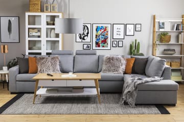 Crazy 5-sits Högervänd L-formad Schäslongsoffa i Tyg - Grå - Möbler - Soffa - Divansoffa & schäslongsoffa - 4 sits soffa med divan