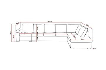 Crazy 5-sits Högervänd L-formad Schäslongsoffa i Tyg - Mörkgrå - Möbler - Soffa - Divansoffa & schäslongsoffa - 4 sits soffa med divan