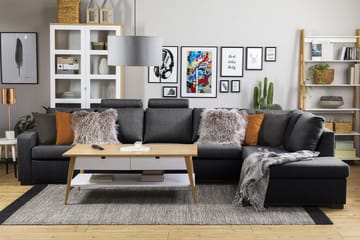 Crazy 5-sits Högervänd L-formad Schäslongsoffa i Tyg - Mörkgrå - Möbler - Soffa - Divansoffa & schäslongsoffa - 4 sits soffa med divan