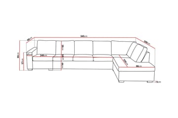 Crazy 5-sits Högervänd L-formad Schäslongsoffa i Tyg - Mörkgrå - Möbler - Soffa - Divansoffa & schäslongsoffa - 4 sits soffa med divan