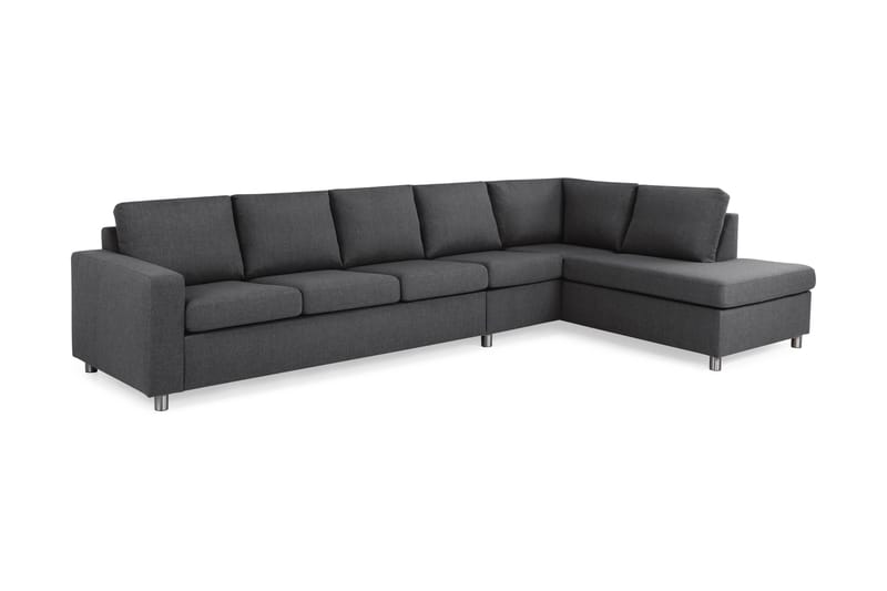 Crazy 5-sits Högervänd L-formad Schäslongsoffa i Tyg - Mörkgrå - Möbler - Soffa - Divansoffa & schäslongsoffa - 4 sits soffa med divan
