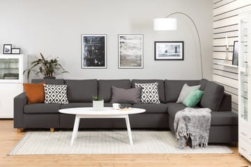 Crazy 5-sits Högervänd L-formad Schäslongsoffa i Tyg - Mörkgrå - Möbler - Soffa - Divansoffa & schäslongsoffa - 4 sits soffa med divan