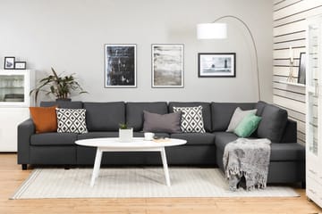 Crazy 5-sits Högervänd L-formad Schäslongsoffa i Tyg - Mörkgrå - Möbler - Soffa - Divansoffa & schäslongsoffa - 4 sits soffa med divan