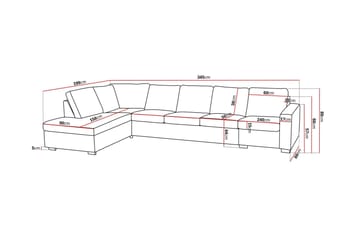 Crazy 5-sits Vänstervänd L-formad Schäslongsoffa i Tyg - Grå - Möbler - Soffa - Divansoffa & schäslongsoffa - 4 sits soffa med divan