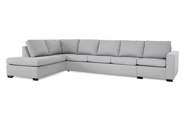 Crazy 5-sits Vänstervänd L-formad Schäslongsoffa i Tyg - Grå - Möbler - Soffa - Divansoffa & schäslongsoffa - 4 sits soffa med divan