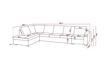 Crazy 5-sits Vänstervänd L-formad Schäslongsoffa i Tyg - Grå - Möbler - Soffa - Divansoffa & schäslongsoffa - 4 sits soffa med divan