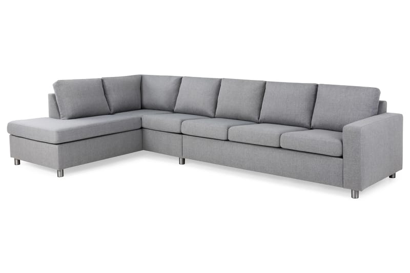 Crazy 5-sits Vänstervänd L-formad Schäslongsoffa i Tyg - Grå - Möbler - Soffa - Divansoffa & schäslongsoffa - 4 sits soffa med divan