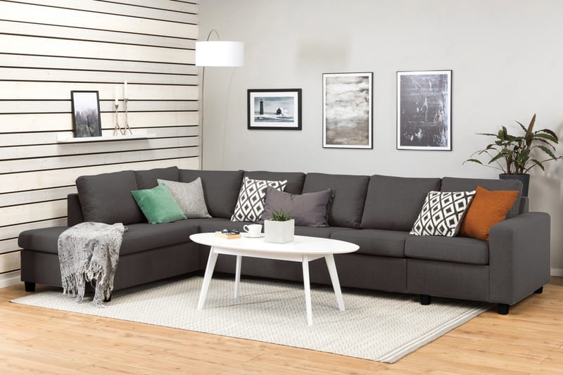 Crazy 5-sits Vänstervänd L-formad Schäslongsoffa i Tyg - Mörkgrå - Möbler - Soffa - Divansoffa & schäslongsoffa - 4 sits soffa med divan