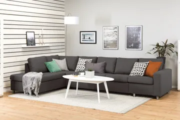 Crazy 5-sits Vänstervänd L-formad Schäslongsoffa i Tyg - Mörkgrå - Möbler - Soffa - Divansoffa & schäslongsoffa - 4 sits soffa med divan