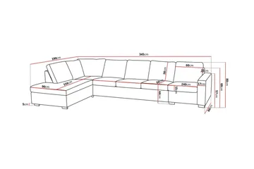 Crazy 5-sits Vänstervänd L-formad Schäslongsoffa i Tyg - Mörkgrå - Möbler - Soffa - Divansoffa & schäslongsoffa - 4 sits soffa med divan