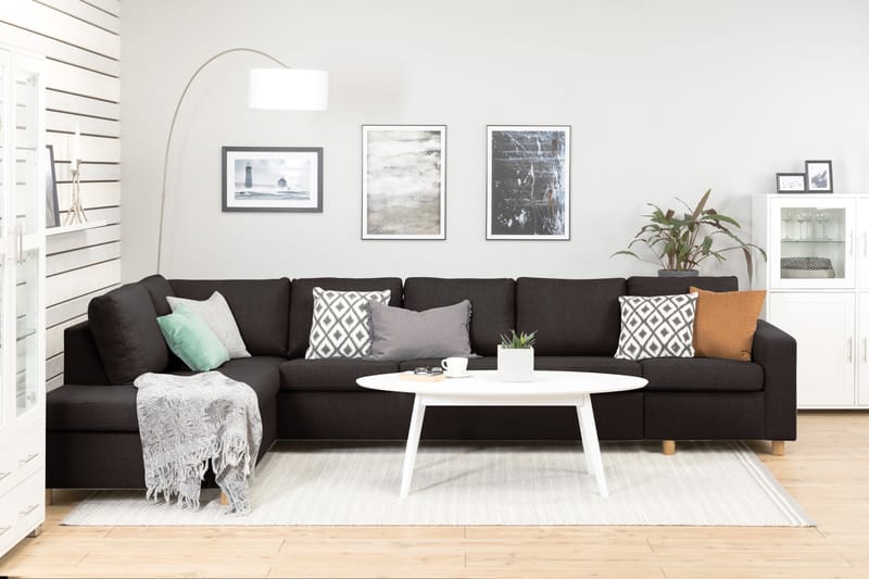 Crazy 5-sits Vänstervänd L-formad Schäslongsoffa i Tyg - Mörkgrå - Möbler - Soffa - Divansoffa & schäslongsoffa - 4 sits soffa med divan