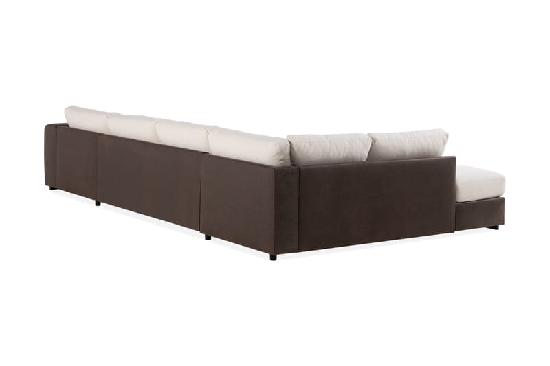Cuba 5-sits Vänstervänd U-formad Soffa med Divan och Schäslong i Konstläder/Tyg - Brun / Beige - Möbler - Soffa - U-soffa