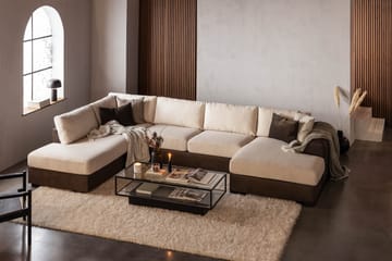 Cuba 5-sits Vänstervänd U-formad Soffa med Divan och Schäslong i Konstläder/Tyg - Brun / Beige - Möbler - Soffa - U-soffa