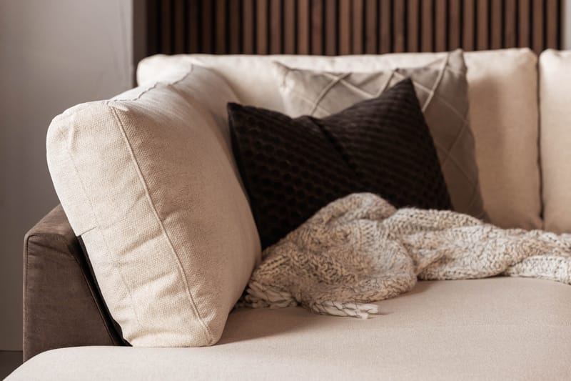 Cuba 5-sits Vänstervänd U-formad Soffa med Divan och Schäslong i Konstläder/Tyg - Brun / Beige - Möbler - Soffa - U-soffa