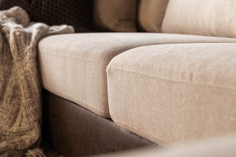 Cuba 5-sits Vänstervänd U-formad Soffa med Divan och Schäslong i Konstläder/Tyg - Brun / Beige - Möbler - Soffa - U-soffa