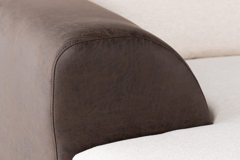 Cuba 5-sits Vänstervänd U-formad Soffa med Divan och Schäslong i Konstläder/Tyg - Brun / Beige - Möbler - Soffa - U-soffa