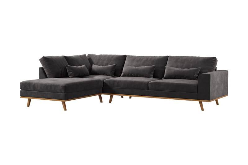 Divansoffa Haga 2,5-sits - Ljusgrå/Ek - 4 sits soffa med divan - Divansoffa & schäslongsoffa