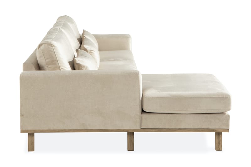 Divansoffa Haga Sammet - Beige - 4 sits soffa med divan - Sammetssoffa - Divansoffa & schäslongsoffa