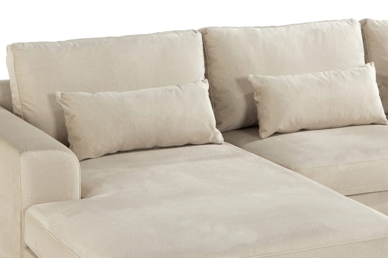 Divansoffa Haga Sammet - Beige - 4 sits soffa med divan - Sammetssoffa - Divansoffa & schäslongsoffa