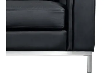 Dugard Hörnsoffa Höger + Fotpall - Svart/Läder - Möbler - Soffa - Divansoffa & schäslongsoffa - 4 sits soffa med divan