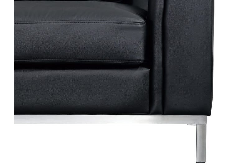 Dugard Hörnsoffa Höger + Fotpall - Svart/Läder - Möbler - Soffa - Divansoffa & schäslongsoffa - 4 sits soffa med divan