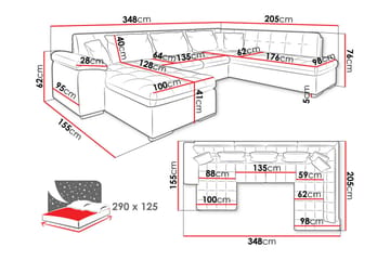 Dynir Soffa med Divan och Schäslong 4-sits - Vit/Svart - Möbler - Soffa - Divansoffa & schäslongsoffa - 4 sits soffa med divan