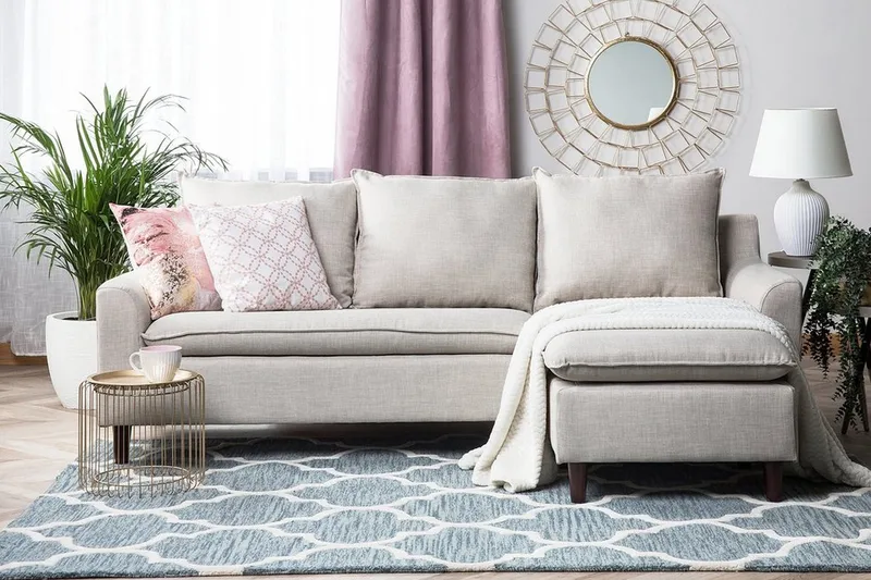 Elvenes 3-sits Höger L-formad Divansoffa 206 cm med Förvaring i Tyg, Beige