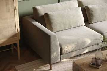 Florenz 4-sits Högervänd L-formad Schäslongsoffa i Tyg - Grå/Beige - Möbler - Soffa - Divansoffa & schäslongsoffa - 4 sits soffa med divan