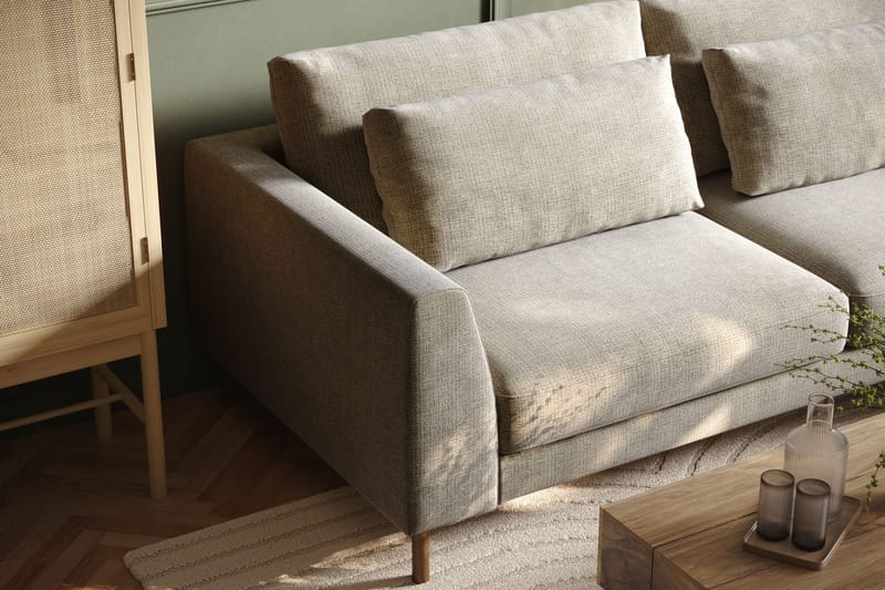 Florenz 4-sits Högervänd L-formad Schäslongsoffa i Tyg - Grå/Beige - Möbler - Soffa - Divansoffa & schäslongsoffa - 4 sits soffa med divan