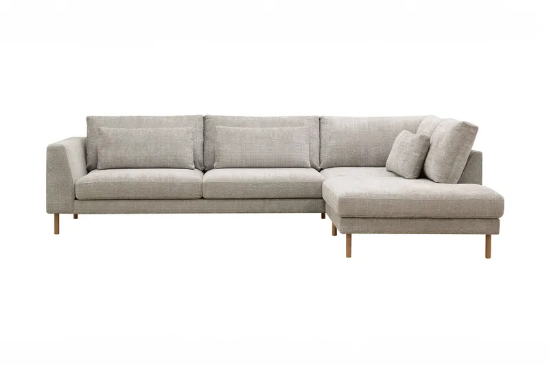 Florenz 4-sits Högervänd L-formad Schäslongsoffa i Tyg, Grå/Beige