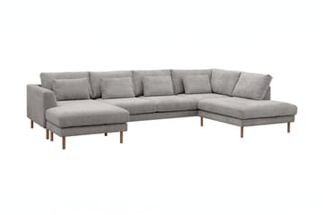 Florenz 4-sits Högervänd U-formad Soffa med Divan och Schäslong i Chenille - Ljusgrå - Möbler - Soffa - Divansoffa & schäslongsoffa - 4 sits soffa med divan